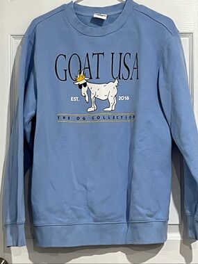 GOAT USA Adult Size M Medium Blue Sweatshirt w/ embroidered logo on sleeve 🐐
